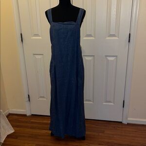 Express Blue Linen Maxi Dress (M)